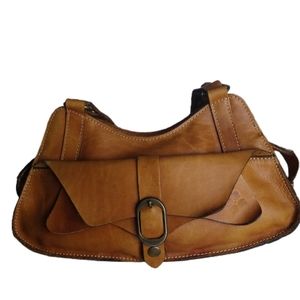 Patricia Nash Leather 90's Y2K Handbag Tan 7 x 14 x 3